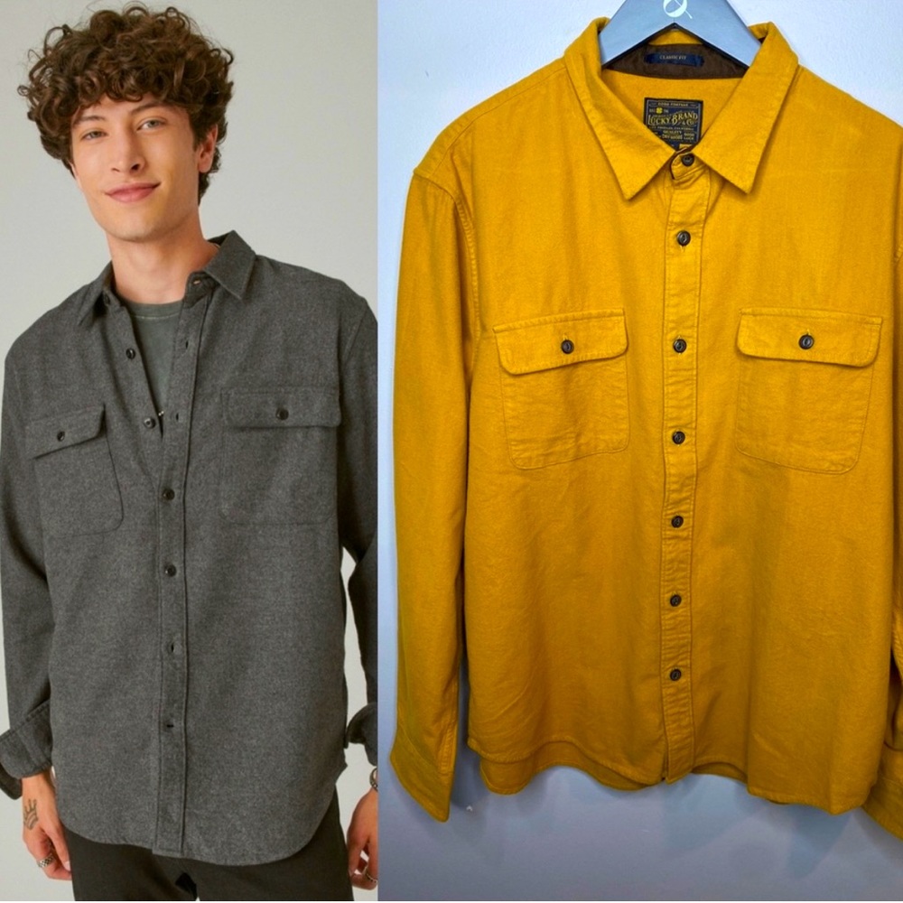 Lucky Brand Mustard Yellow Classic Fit Button Down.